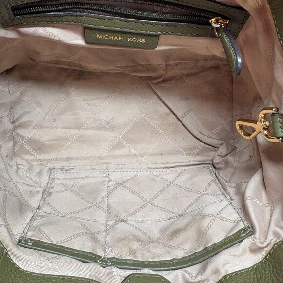 MICHAEL KORS Brooklyn Olive Pebble Leather Satchel with Crossing Body Strap - Picture 8 of 10